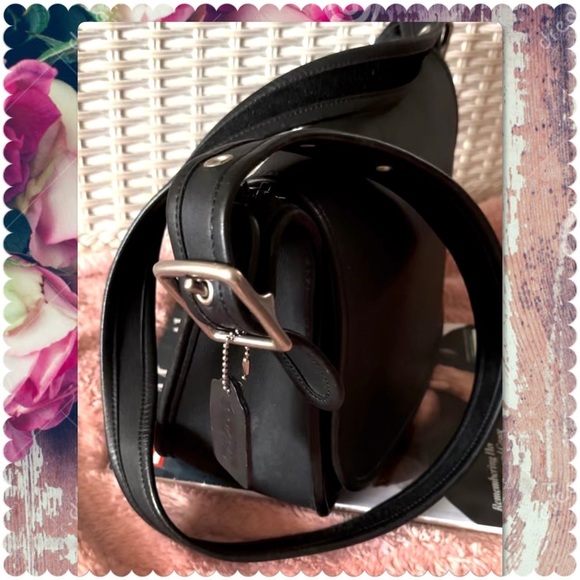 VINTAGE COACH BLACK LEATHER & NICKEL PATRICIA’S LEGACY CROSSBODY SADDLE BAG 9951 - Picture 9 of 15